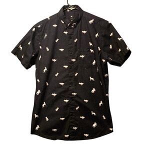 Visive cat button down shirt mens size small